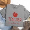 Simply Sage Market Teacher Vibes Cursive Apple Garment Dyed Tee - L - Grey - 3 of 4