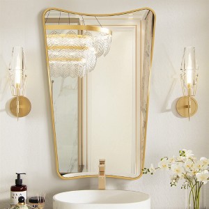 Beautyolove 22 in. W x 30 in. H Arched Gold Aluminum Alloy Framed Wall Mirror Decorative Wall Mirror - 1 of 4