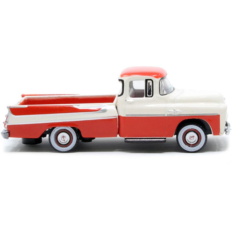 1957 Dodge D100 Sweptside Pickup Truck Tropical Coral & Glacier White 1/87 (HO) Scale Diecast Car by Oxford Diecast, 2 of 4