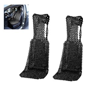 Zone Tech Beaded Seat Cover for Cars - Cooling, Massage Cushion, Car Seat Natural Wooden Beads for Semi Truck, Trailer, Car (Black) - 1 of 4