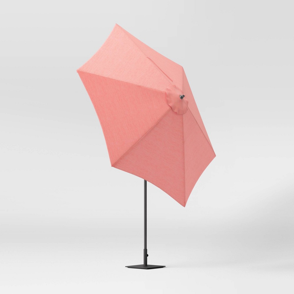 9' Round Patio Umbrella DuraSeason Fabric Melon - Black Pole - Threshold