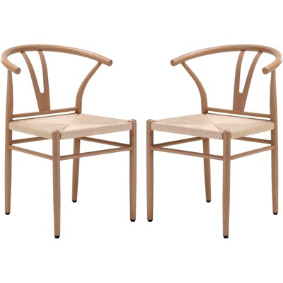 Fontoi Accent Chairs, 2PCS Dining Room Chairs with Y-Shaped Backrest Seat, Modern Dining Room Chairs, White, 17"*20"*30"