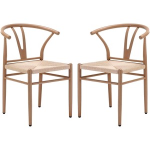 Fontoi Accent Chairs, 2PCS Dining Room Chairs with Y-Shaped Backrest Seat, Modern Dining Room Chairs, White, 17"*20"*30" - 1 of 2