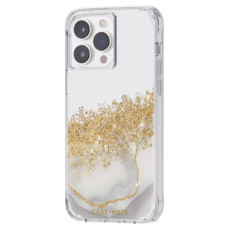 Case-Mate Apple iPhone 14 Pro Case- White/Gold Karat Marble, 3 of 5