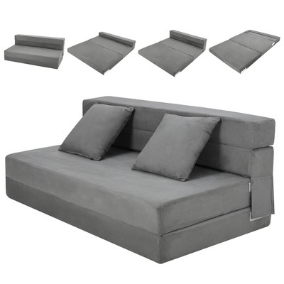 Folding Sofa Bed, Foldable Couch Bed with Pillow, Convertible Sleeper Chair Folding Sofa Mattress, Futon Floor Couch for Living Room/Bedroom/Guest