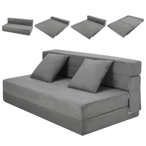 Folding Sofa Bed, Foldable Couch Bed with Pillow, Convertible Sleeper Chair Folding Sofa Mattress, Futon Floor Couch for Living Room/Bedroom/Guest - 1 of 4