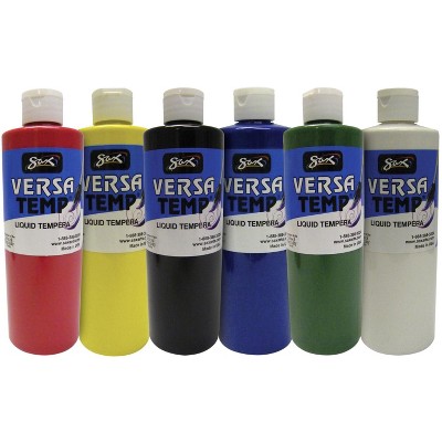 Sax Versatemp Liquid Tempera Paint, Assorted Colors, Pints, set of 6
