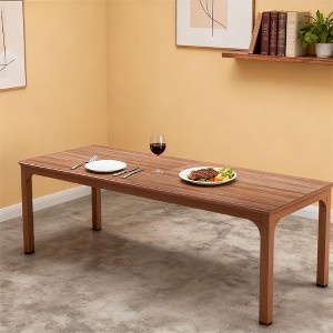 Gulches Industrial Series Contemporary Industrial Black Rustic Wood Grain 25mm Premium MDF 78 in Heavy-Duty Metal Frame Base Dining Table Seats 6-8 - 1 of 4