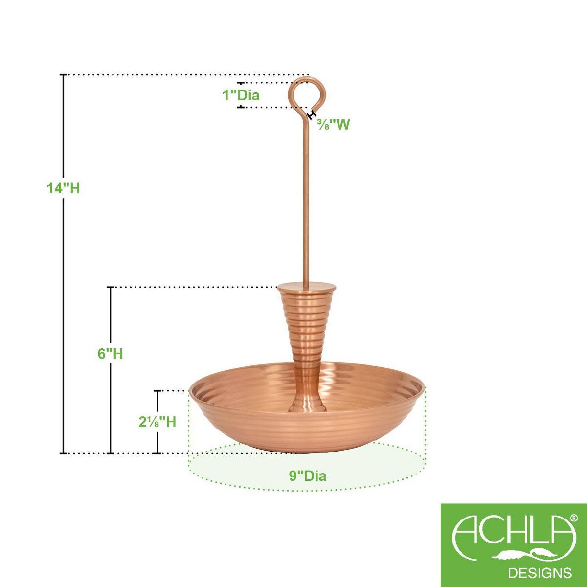 Achla Designs 14" Stylish Brass Hanging Droplet Birdbath Feeder - Copper - thumbnail 4