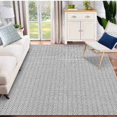 Modern Area Rug -Washable Low Pile Non Slip Floor Carpet Soft Non Shedding Thin Rug,Faux Woven Design