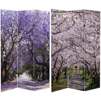 6" Double Sided Lavender Road Canvas Room Divider Purple - Oriental Furniture
