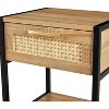 Acekool Rattan Nightstand with Drawer, Metal Legs & Adjustable Feet, Farmhouse Style Small Side Table for Bedroom and Living Room,Natural - 4 of 4