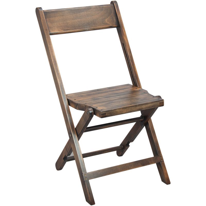 Emma and Oliver Slatted Wood Folding Wedding Chair - Event Chair - Antique Black, Set of 4, 1 of 7