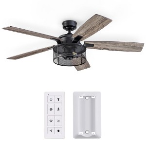 Honeywell Ceiling Fans Carnegie Industrial 52 Inch Ceiling Fan with Light, LED Fan with Remote Control, Indoor Fan, 5 Contemporary Blades, Matte Black - 1 of 4