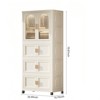 FONTOI Side Wide Folding Wardrobe with 10 Hangers , Plastic Storage Cabinet with Wheels, Cream White, 15.75"*70.87"*25.59" - 3 of 4
