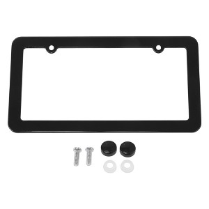 Unique Bargains License Stainless Steel with Screws Caps 2 Round Hole Wide Frame - 1 of 4