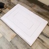 Home Mart Goods White 2 Piece Bordered Box Plush Soft Cozy 100% Polyester Bath Mat Set - 4 of 4