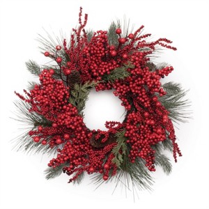 Mixed Pine and Berry Wreath 20"D - 1 of 1
