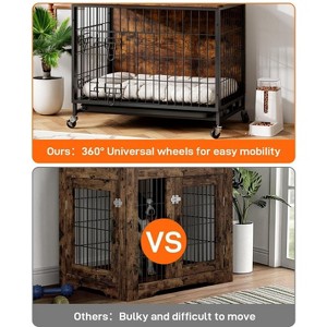 Dog Crate Furniture, Wooden Dog Crate Furniture Side End Table, Indoor Kennel with Double Doors - 1 of 4
