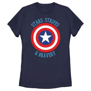Women's Marvel Avengers Captain America Stars Stripes & Bravery T-Shirt