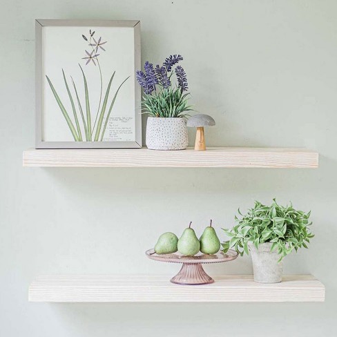 Display Decor Floating Wood Shelves, White Country Shelves