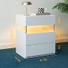 QingMoon Modern Night Stand with 3 Drawers, Led Bedside Table, with Silent Slide Drawer, for Office, Office File Cabinet Organizer - 3 of 4