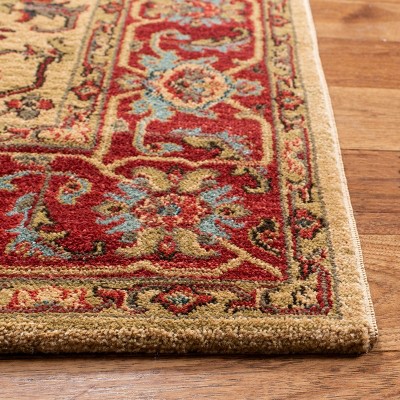 Mahal Red and Beige Square Synthetic Area Rug