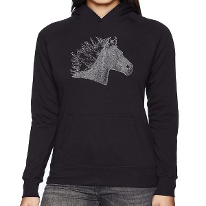 LA Pop Art Women's Word Art Hooded Sweatshirt -Horse Mane - 1 of 4