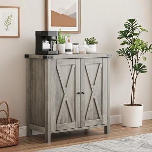 Small Sideboard Buffet Cabinet with Adjustable Shelves and 2 Doors Accent Entryway Console Cupboard - 1 of 4