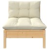 VidaXL 3 Piece Patio Lounge Set with Cream Cushions Solid Pinewood - 3 of 4