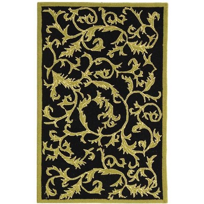 Chelsea Black and Olive Hand-Hooked Wool Area Rug