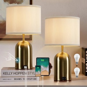 GTCLIGHTING Touch Table Lamps Set of 2, Modern Dimmable Bedside Lamp with 2 USB Ports&Fabric Shade, Black Nightstand Lamp for Living Room Bedroom - 1 of 4