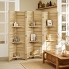 HOMCOM 6 Panel 67" Tall Wood Privacy Screen Room Divider with 3 Display Shelves, and Folding Storage for Bedroom or Home Office, Natural Wood - 3 of 4