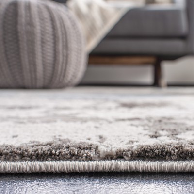 6'7" Square Grey and Blue Abstract Synthetic Area Rug