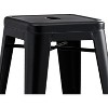 Gulches Contemporary Rustic Vintage Backless Metal Bar Stools Set of 2 - 24" Height, Matte Black, 16.5" x 24" x 16.5" - 4 of 4