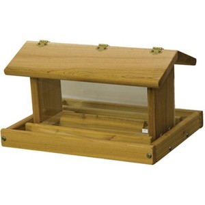 Stovall Cedar Post Mount Hopper Bird Feeder - 1 of 3