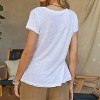 Women's Short Sleeve Raw Edge V-neck T Shirt - Milio Milano - 2 of 3