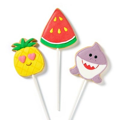 Hand-Decorated Sugar Cookie Pop Pineapple Watermelon Shark - 2.8oz - Favorite Day™