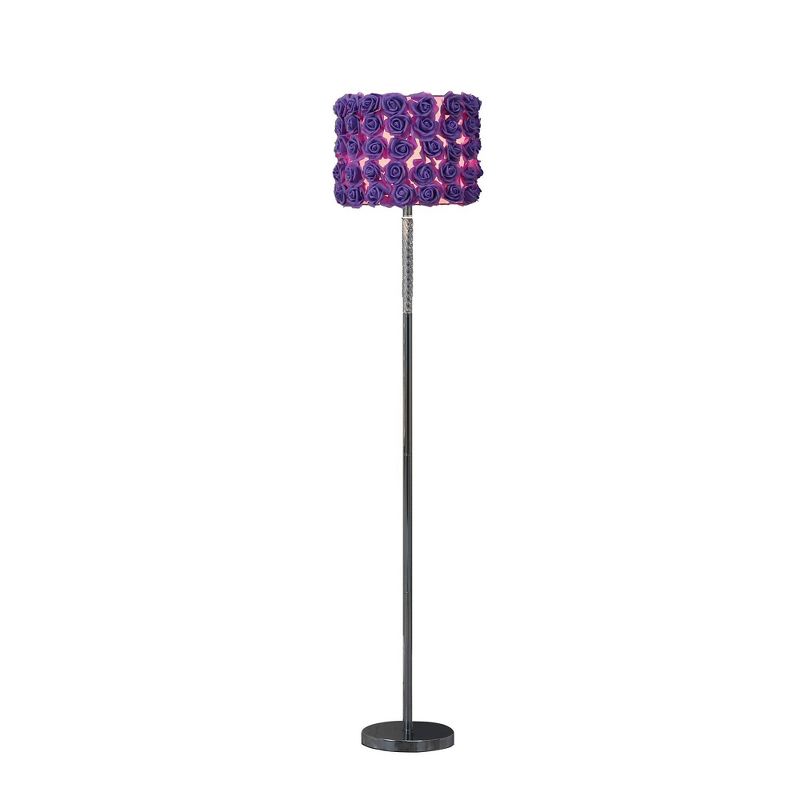 63&#34; Lavender Roses in Bloom Acrylic Metal Floor Lamp - Ore International, 1 of 5