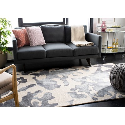 Handmade Black and Beige Wool Tufted Area Rug