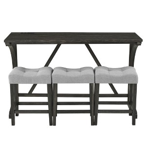 NicBex 4-Piece Bar Table Set for 3 Industrial Breakfast Table with Power Outlet and 3 Upholstered Bar Stools for Living Room - 1 of 4