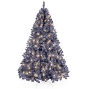Best Choice Products Pre-Lit Charcoal Gray Christmas Tree, Artificial Full Holiday Decoration w/ Incandescent Lights - 1 of 4