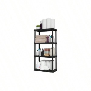 4 - Shelf Duty Plastic Storage Shelves 200lb Capacity 48inch H 24inch W 12inch D Medium Modular Black Storage Organizer - 1 of 4