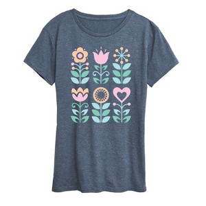 Women's - Instant Message - Scandinavian Flowers Short Sleeve Graphic T-Shirt - 1 of 4