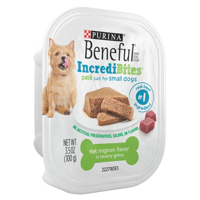 Beneful IncrediBities Pate Small Wet Dog Food with Filet Beef Flavor - 3.5oz, 5 of 8