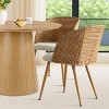 5-Piece Round Dining Table Set with Faux Rattan Back Chairs, 42" Pedestal Table and Upholstered Mid-Century Modern Dining Chairs-Maison Boucle - 2 of 4