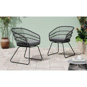 Sapphtopaz Patio Dining Chairs Set of 2 Rattan Patio Chairs with 2 Cushions for Patio, Outside, Living Room - 1 of 4