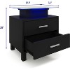 Homhougo Nightstand, Side Table with Charging Station and LED Lights Glass Top Bedside Table with 2 Drawers for Living Room, Bedroom - 2 of 4
