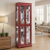 SpassWay 70"H Living Room Corner Display Cabinet with Glass Shelves Lighting Cherry and Oak - 3 of 4