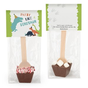 3 Pcs Birthday Hot Chocolate Spoons Milk Chocolate Mini Marshmallows Dinosaur - 1 of 2